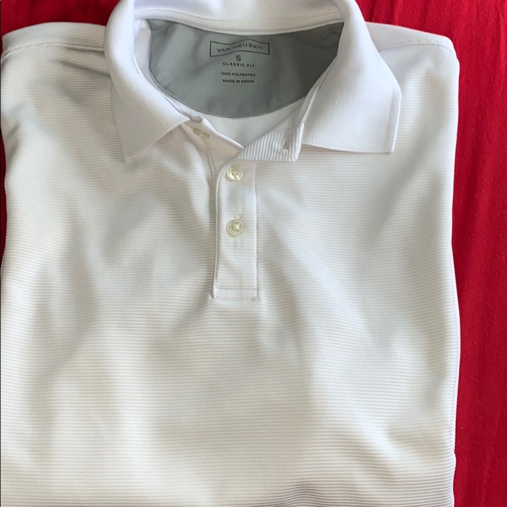 Van Heusen White Collared 3 button down Teeshirt